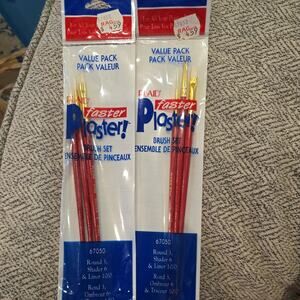 NOS set of 2 Plaid FASTER PLASTER Value Pack 3 Brushes Mixed